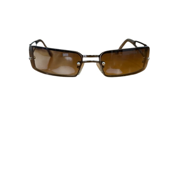 *RARE* CHANEL 4073 Y2K CC LOGO SILVER FRAME THIN AMBER LENS VINTAGE SUNGLASSES - Picture 2 of 11